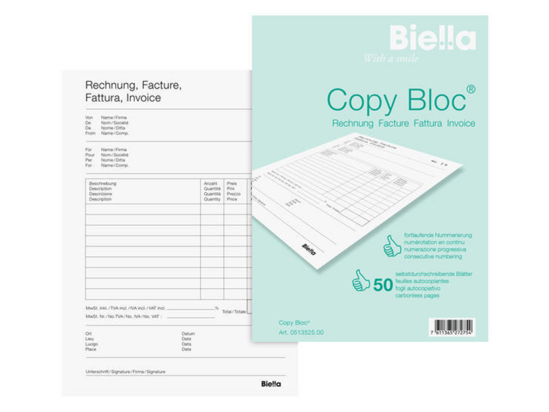 Biella Durchschreibeblock Copy Block Formular Typ: Durchschreibeblock, Rechnung, Medienformat: A5, Verpackungseinheit: 1 Stück