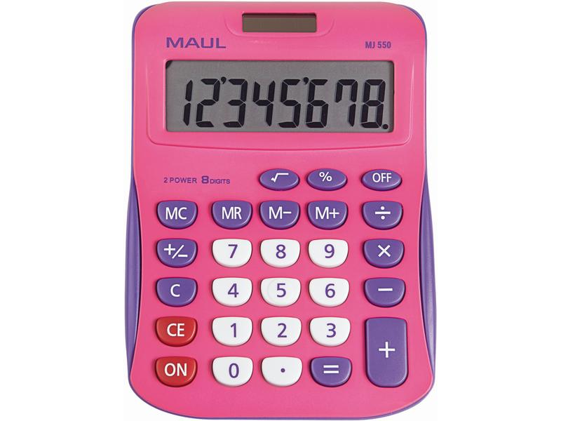 Maul Taschenrechner MJ550 Junior Pink, Stromversorgung: Solarbetrieb, Typ: Taschenrechner, Detailfarbe: Pink, Displaytyp: LCD, Anzahl Zeilen: 1 ×, Anzahl Stellen: 8 ×