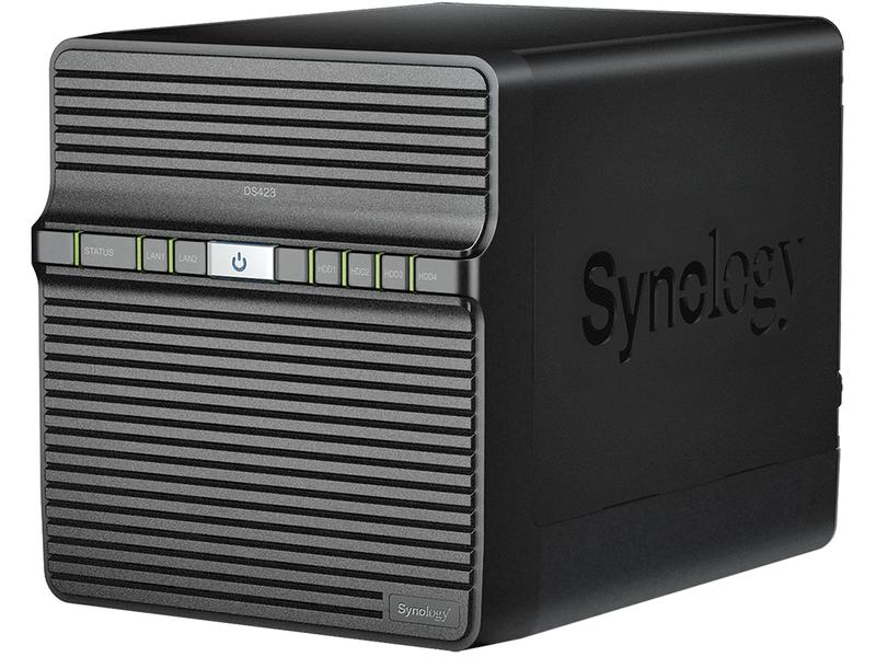 Synology NAS DiskStation DS423 4-bay NAS, Anzahl Laufwerkschächte: 4, Speicherkapazität: 0 TB, Arbeitsspeicher erweiterbar: Nein, Schnittstellen: SATA, RAID: Ja, Hot-Swap Unterstützung: Ja