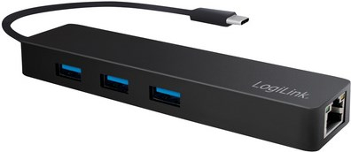 LogiLink USB 3.0 Hub mit USB-C 3.1 Gen1 Anschluss + Gigabit