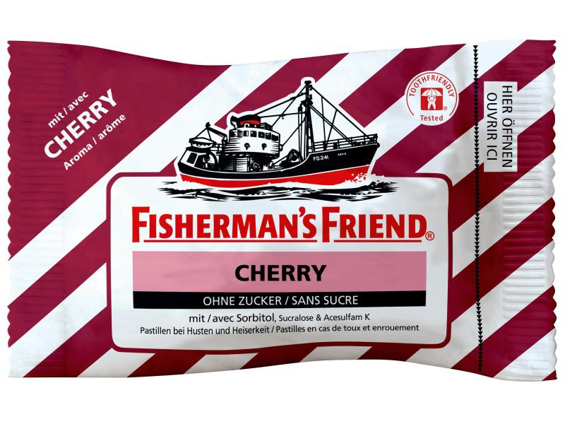 Fisherman's Bonbons Cool Cherry 25g, Produkttyp: Lutschbonbons, Ernährungsweise: Vegetarisch, Glutenfrei, Laktosefrei, Packungsgrösse: 25 g, Produktkategorie: Arzneimittel, Cannabinoide: Keine, Fairtrade: Nein