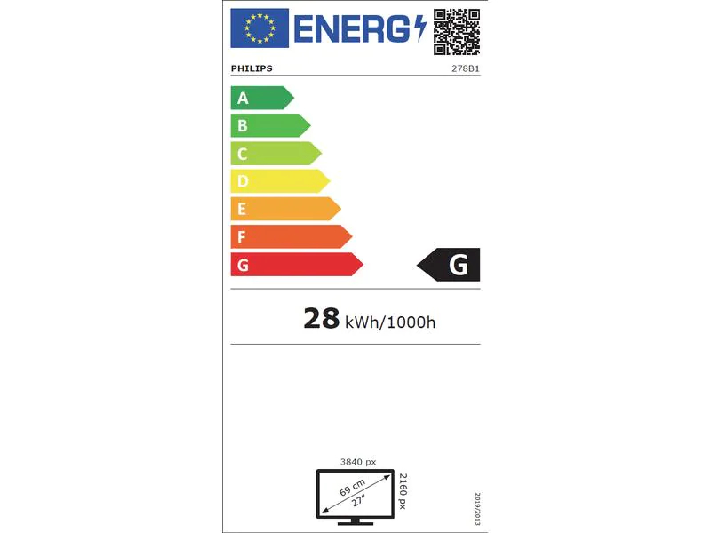 Philips 278B1/00, 27 Zoll LED, 3840 x 2160 Pixel Full HD, 16:9, HDMI USB, Schwarz