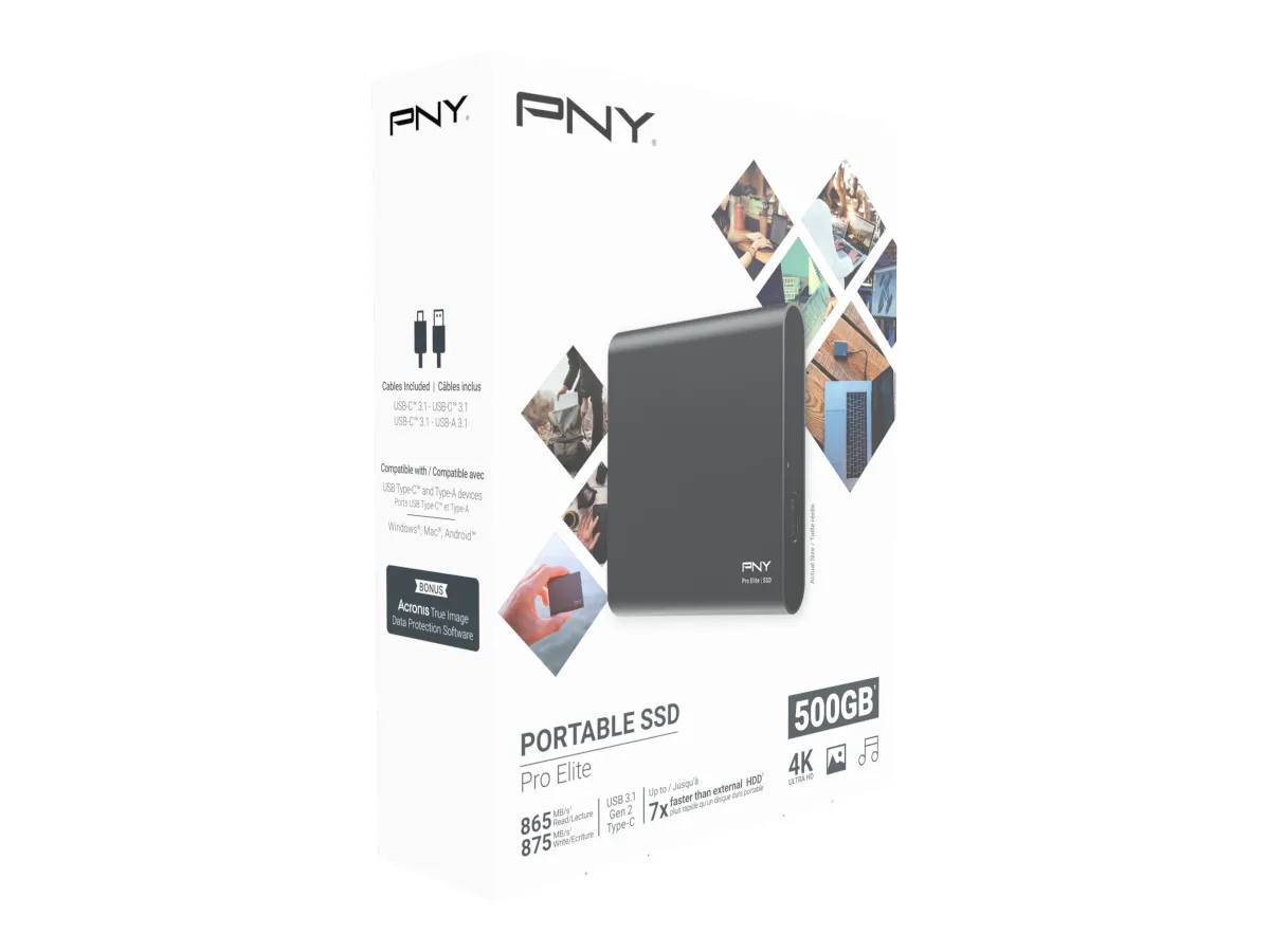 PNY Pro Elite USB 3.1 Gen 2 500GB PSD0CS2060-500-RB Type-C Portable SSD dark-grey