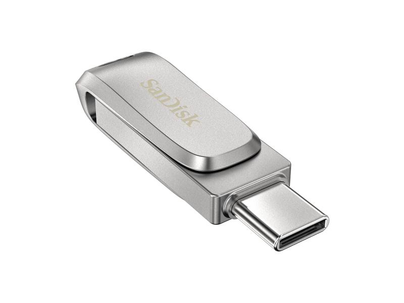 SanDisk USB-Stick Ultra Dual Luxe USB Type-C, 64 GB, Lesen: 150 MB/s, OTG, Metall, Grau