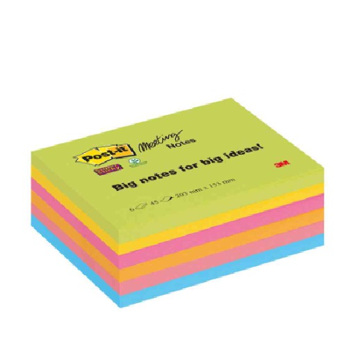 Post-it Super Sticky Meeting Notes, 152 x 101 mm, sortiert