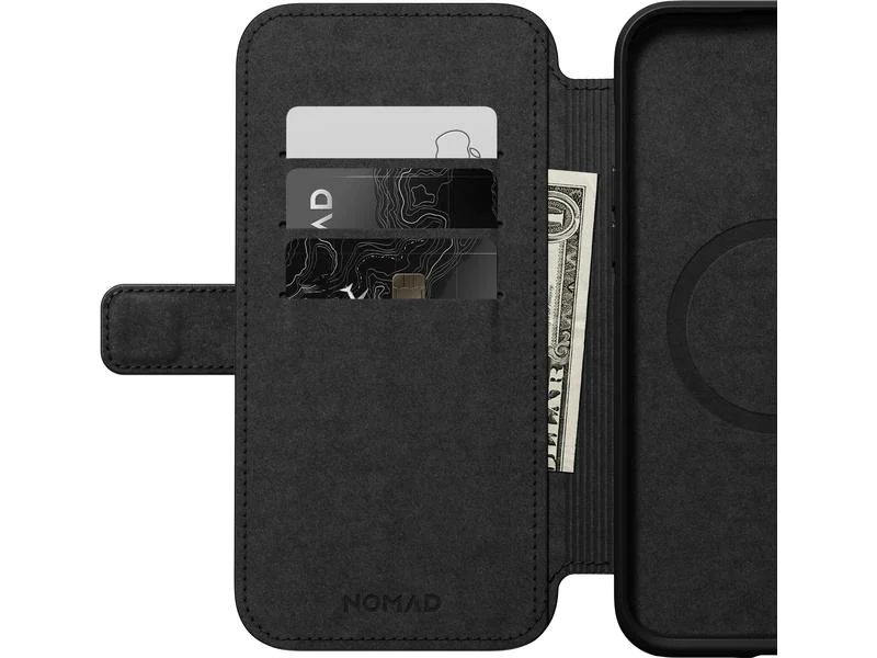 Nomad Book Cover Modern Leather Folio iPhone 14 Plus Schwarz