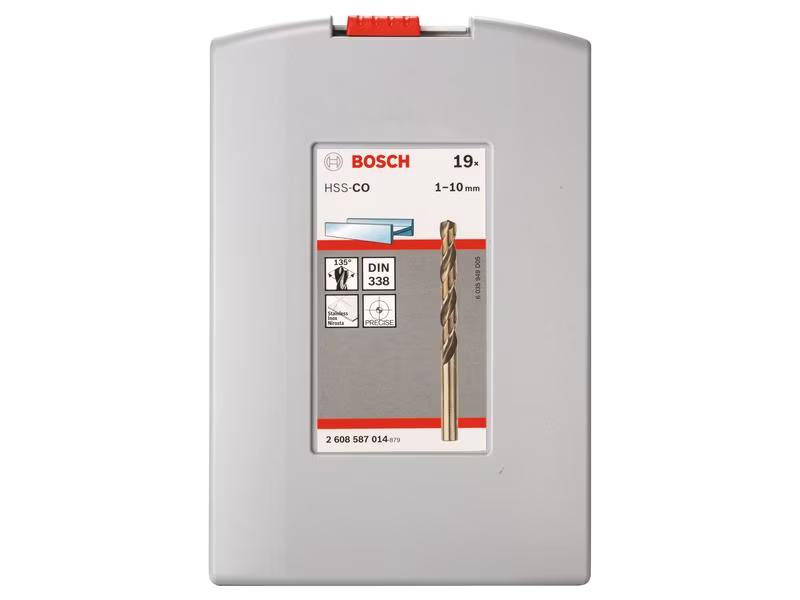 Bosch Professional Metallbohrer-Set HSS-Co ProBox, 19-teilig, Set: Ja, Bohrerschaft: Zylinderschaft, Bohrertyp: Metallbohrer-Set, Bohrlochdurchmesser: 1-10 mm, Geeignet für: Metall