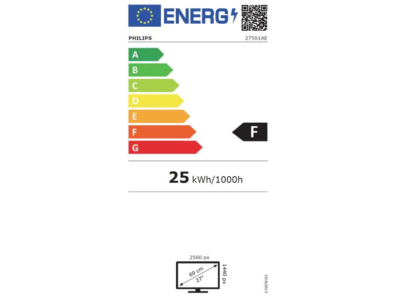 Philips 275S1AE/00, 27 Zoll LED, 2560 x 1440 Pixel Full HD, 16:9, DVI HDMI, Schwarz