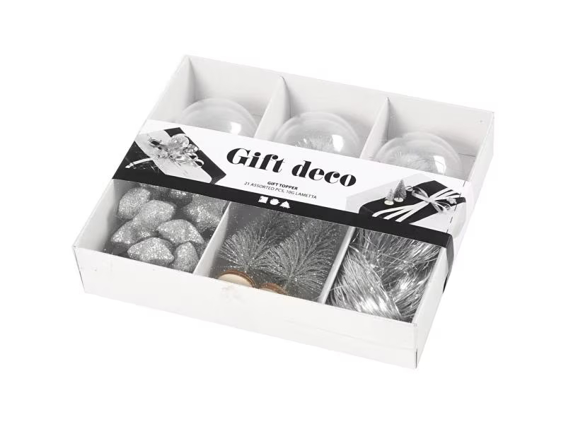 Creativ Company Geschenkdekoration Silber, 21 assortierte Teile