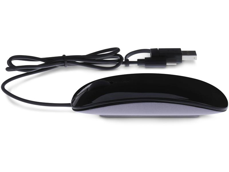 LMP Easy Mouse USB-C, Maus-Typ: Business, Maus Features: Scrollrad, Bedienungsseite: Universal, Farbe: Grau, Verbindungsart: Verkabelt, Schnittstelle: USB-A, USB-C