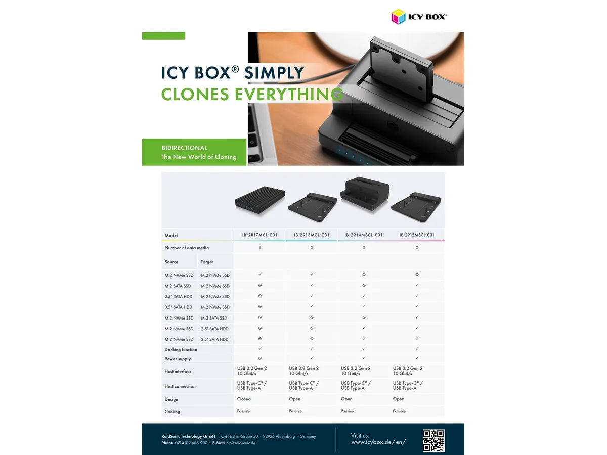 ICY BOX Docking- & Clonestation IB-2913MCL-C31 M.2 & 2.5 & 3.5 to M.2 NVMe