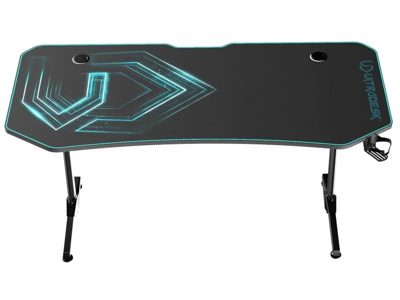 Ultradesk Gaming Tisch Frag XXL Blau, Beleuchtung: Nein, Höhenverstellbar: Nein, Detailfarbe: Schwarz, Blau, Material: Stahl