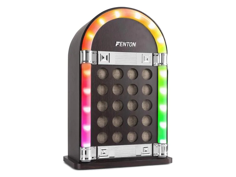 Fenton Musik-System JKB40 Vintage, Radio Tuner: Kein Tuner, Farbe: Schwarz, Lautsprecher Kategorie: Integrierte Lautsprecher, Verbindungsmöglichkeiten: 3,5 mm Klinke, Bluetooth, Ausstattung: LED-Beleuchtung, Bluetooth, MP3 Player, 3,5 mm Klinke, System-K