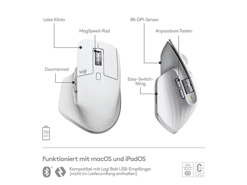 Logitech Maus MX Master 3S for Mac pale grey