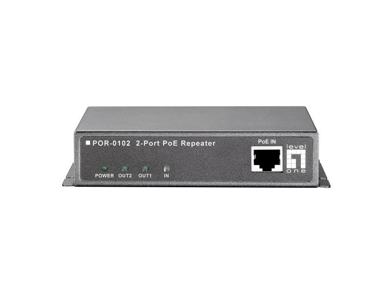 LevelOne PoE Extender POR-0102, Produkttyp: PoE Extender, PoE Standard: 802.3af PoE, RJ-45 Geschwindigkeit: 10/100 Mbit/s, Leistung PoE pro Port: 6.5 W, Aussenanwendung: Nein