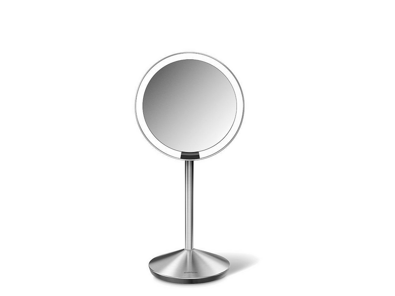 Simplehuman Kosmetikspiegel mit Sensor 12 cm, Beleuchtung, Vergrösserung: 10 ×, Farbe: Silber, Form: Rund, Inkl. gepolsterte Transporttasche