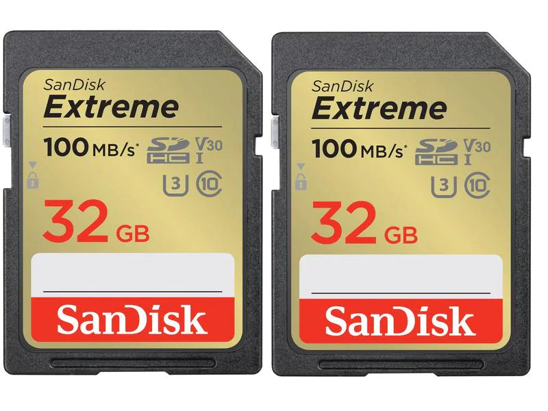 EXTREME 32GB SDHC MEMORY CARD 2-PACK 100MB/S 60MB/S UHS-I CLAS  NMS NS EXT