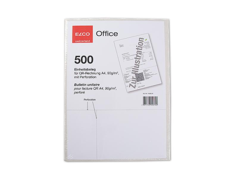 ELCO Rechnungsformular für QR-Rechnungen, 500 Stück, Formular Typ: Rechnungsformular, Medienformat: A4, Verpackungseinheit: 500 Stück