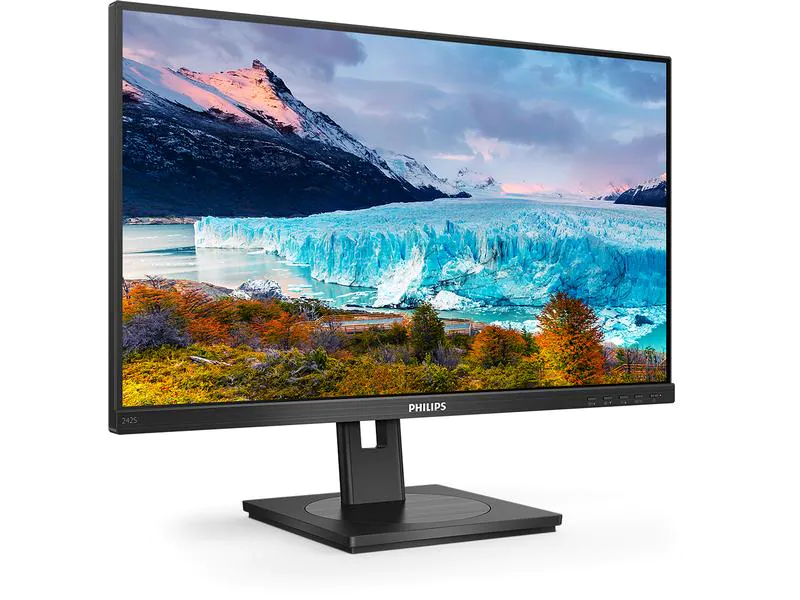 Philips Monitor 242S1AE/00, 23.8 Zoll LED, 1920 x 1080 Pixel Full HD, 16:9, DVI VGA HDMI, Schwarz