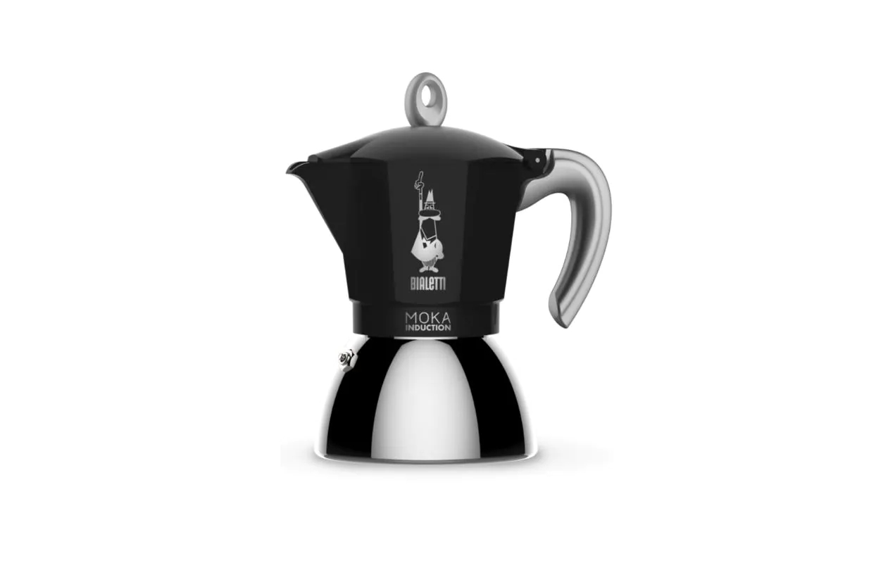 Bialetti Espressokanne New Moka Induktion Schwarz, 2 Tassen, Betriebsart: Manuell, Kompatible Kochfelder: Glaskeramik, Gas, Halogen, Elektrisch, Induktion, Farbe: Schwarz, Anzahl Tassen: 2 ×