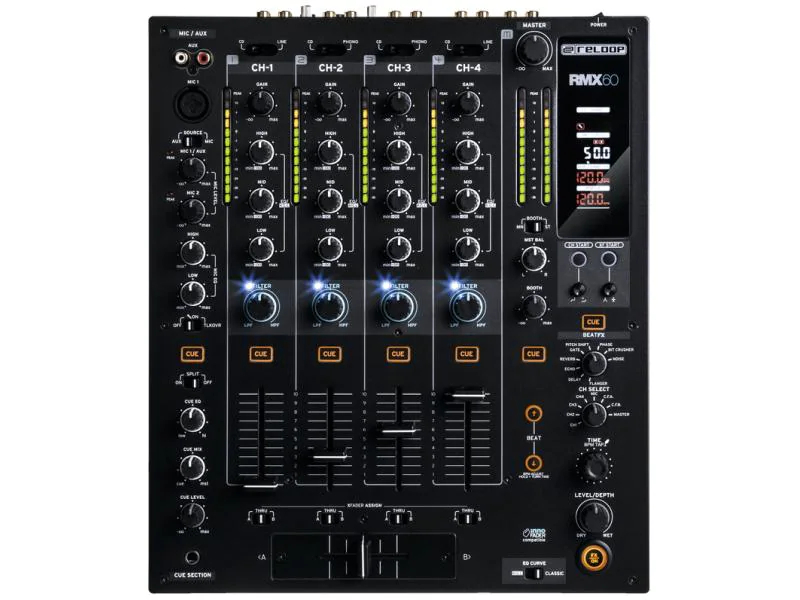 Reloop DJ-Mixer RMX-60 Digital, Bauform: Clubmixer, Signalverarbeitung: Digital, Anzahl Kanäle: 4
