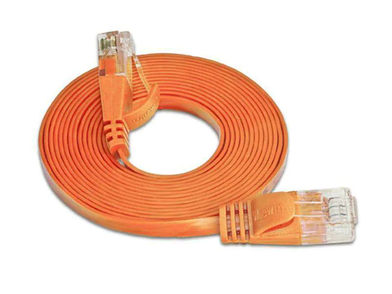 Wirewin Slimpatchkabel Cat 6, UTP, 25 m, Orange, Farbe: Orange, Form: Flach, Zusatzfunktionen: Mit Klinkenschutz, Längenaufdruck auf Stecker, Länge: 25 m, Anschlüsse LAN: RJ45 - RJ45, Produkttyp: Slimpatchkabel