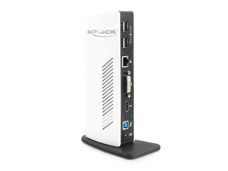 DeLock Dockingstation USB3.0 HDMI/DVI/USB2&3/LAN, Dockinganschluss: USB, Kompatible Hersteller: Universal, Auflösung bis 2048 x 1152