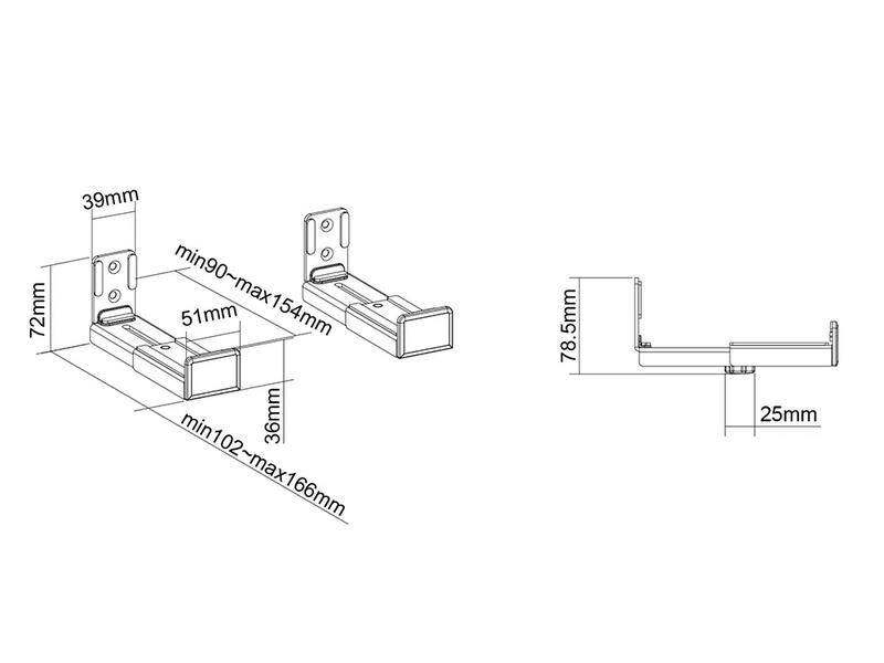 Soundbarhalterung 9-15.4cm bis 15kg schwarz