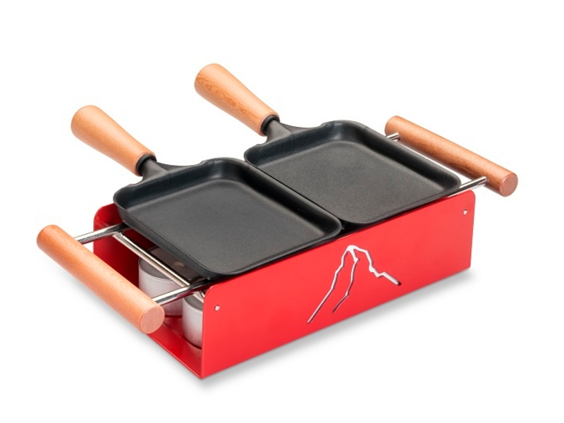 TTM Teelicht-Raclette Twiny Cheese Valais, Farbe: Rot; Schwarz, Form: Rechteck, Anzahl Teelichte: 4 ×, Material: Stahl