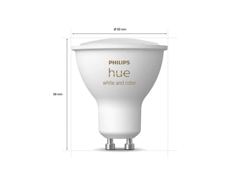 Philips Hue Leuchtmittel White & Color Ambiance, GU10, 2 Stück, BT, Lampensockel: GU10, Farbtemperatur Kelvin: 2000 bis 6500 K, Aussenanwendung: Nein, Gesamtleistung: 4.3 W, Leuchten Kategorie: Leuchtmittel, Lichtfarbe: Warmweiss, Neutralweiss, Mehrfarbi