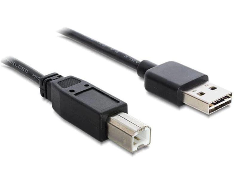 DeLock Easy USB2.0 Kabel, A - B, 1m, SW, Typ: Anschlusskabel, Steckertyp Seite A: USB-A Stecker, Farbe: Schwarz, Steckertyp Seite B: USB-B Stecker, USB Standard: 2.0, Länge: 1 m, Besondere Eigenschaften: USB-A beidseitig einsteckbar