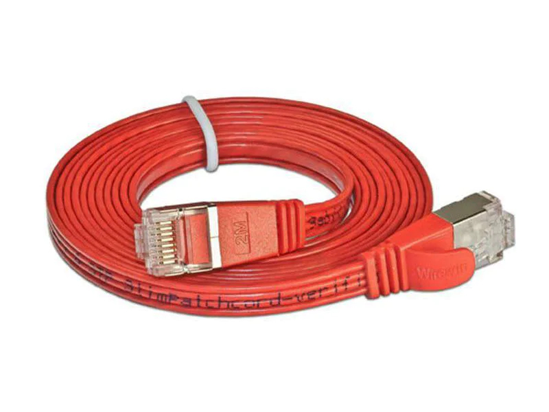 Wirewin Slimpatchkabel Cat 6, STP, 2 m, Rot, Farbe: Rot, Form: Flach, Zusatzfunktionen: Mit Klinkenschutz, Längenaufdruck auf Stecker, Länge: 2 m, Anschlüsse LAN: RJ45 - RJ45, Produkttyp: Slimpatchkabel