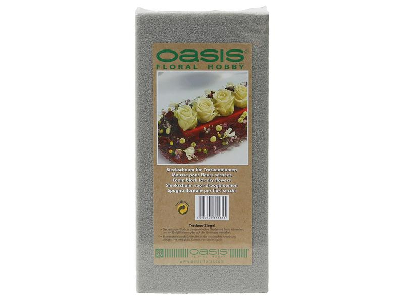 Oasis Steckschaum Trocken Ziegel 23 x 11 x 8 cm für Trockenblumen, Farbe: Braun