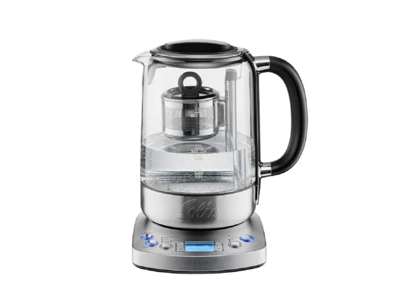 Solis Tee- und Wasserkocher Silber, Zubereitungssystem: Tee-Offen, Detailfarbe: Silber, Positionierung Temperaturanzeige: Vorne