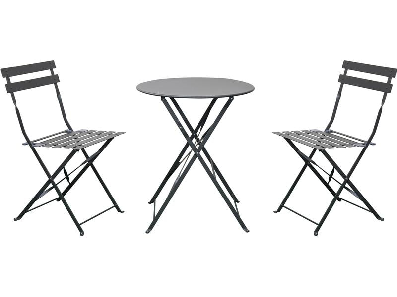 Creative Living Balkonset Rio, Charcoal, Material: Metall, Set: Ja, Detailfarbe: Schwarz, Anzahl Sitzplätze: 2, Produkttyp: Tisch mit Stühlen