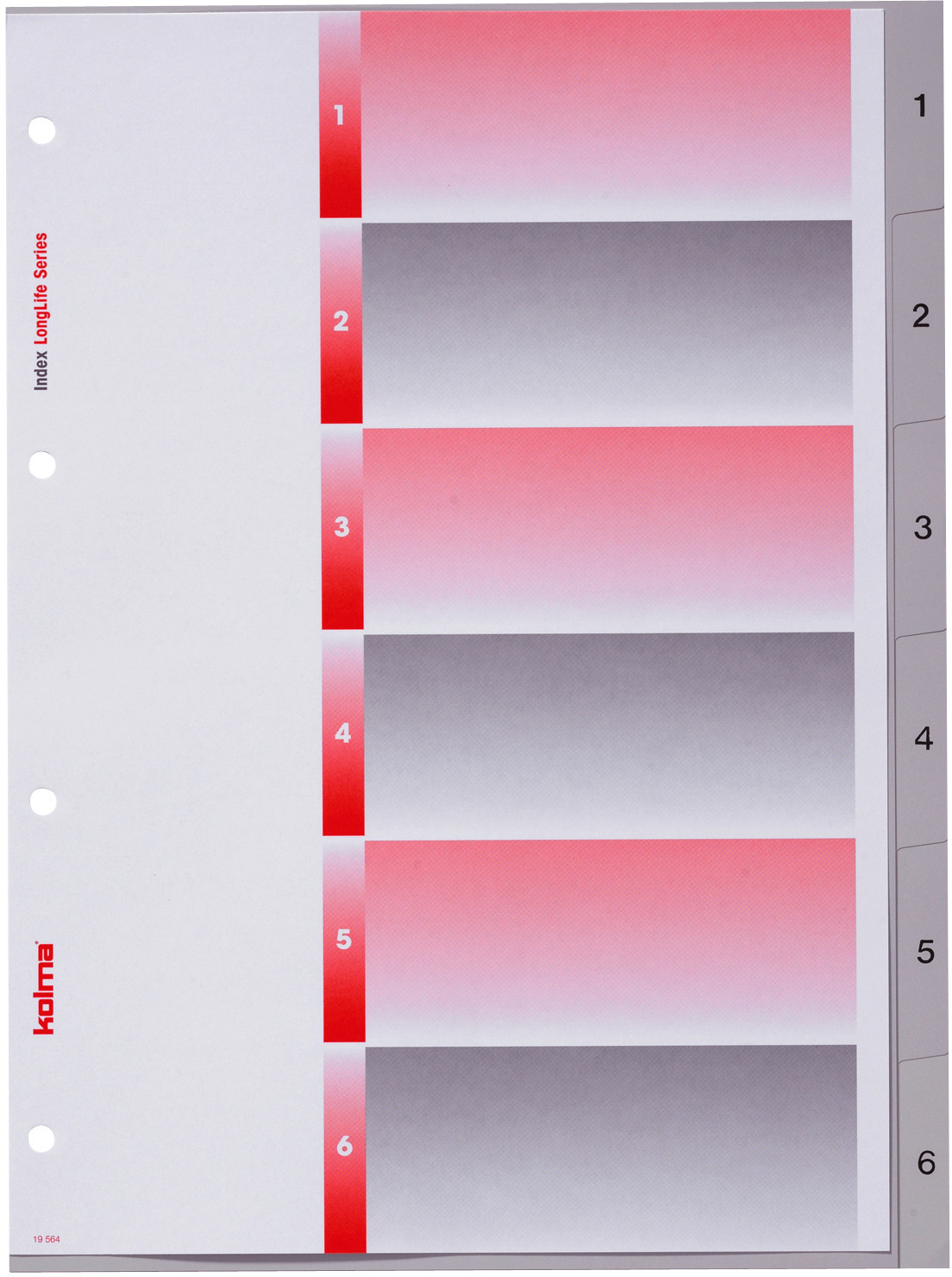 KOLMA Register Longlife A4 19.564.03 grau, 6-teilig