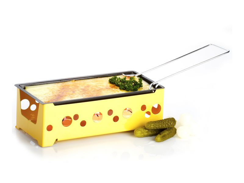 Nouvel Teelicht-Raclette Heat Cheese! @home, Farbe: Gelb, Form: Rechteck, Anzahl Teelichte: 4 ×, Material: Stahl