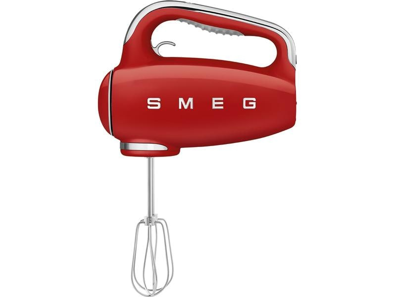 SMEG Handmixer 50's Style HMF01BLEU Rot, Motorleistung: 250 W, Funktionen: Aufschäumen, Rühren, Mixen, Kneten, LED-Display, Anzahl Betriebsstufen: 9, Detailfarbe: Rot