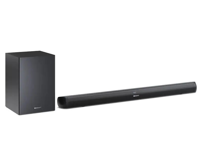 Sharp Soundbar HT-SBW202, Verbindungsmöglichkeiten: Toslink, Aux Kabel, HDMI, Audiokanäle: 2.1, Detailfarbe: Schwarz, Soundbar Typ: Soundbar mit kabellosem Subwoofer, Ausstattung: Fernbedienung, USB, Bedientasten, Bluetooth, Equalizer