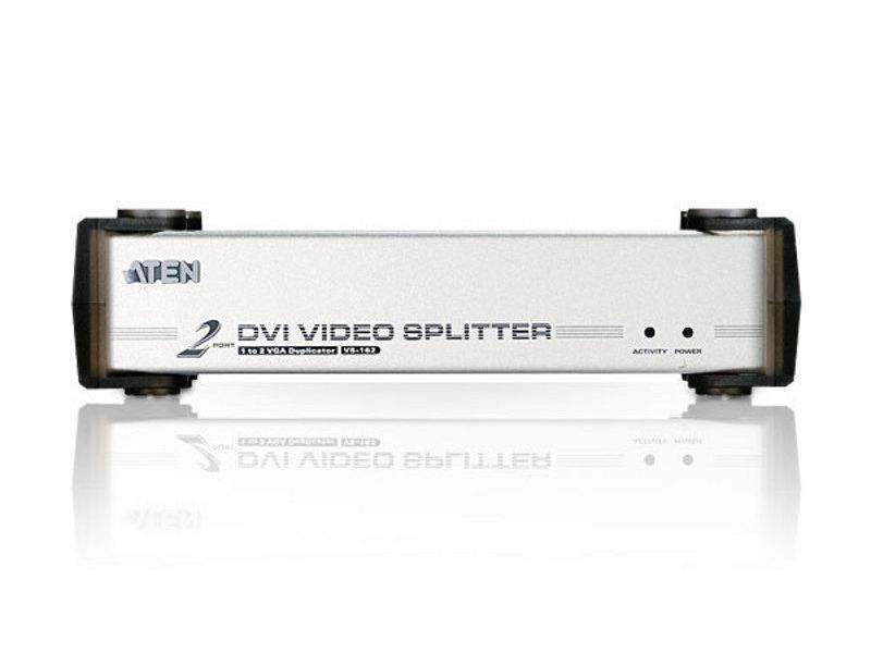 Aten 2-Port Signalsplitter DVI-I - DVI-I, Anzahl Ports: 2, Schnittstellen: 3,5-mm-Kopfhöreranschluss, DVI-I, Signalverstärkung: Aktiv