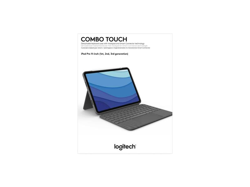 Logitech Tablet Tastatur Cover Combo Touch iPad Pro 11" 1.-3. Gen, Verbindungsmöglichkeiten: Smart Connector, Tastaturlayout: QWERTZ (CH), Kompatible Hersteller: Apple, Bildschirmdiagonale: 11 ", Farbe: Grau, Tablet Kompatibilität: iPad Pro 11" (2. Gen.