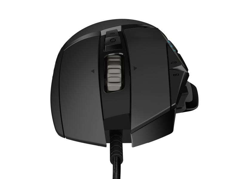 Logitech Gaming-Maus G502 HERO, Maus-Typ: Gaming, Bedienungsseite: Rechtshänder, Maus Features: Daumentaste; Scrollrad; Beleuchtung; Herausnehmbare Gewichte; Umschaltbare DPI-Auflösung, Farbe: Schwarz, Verbindungsart: Verkabelt, Schnittstelle: USB