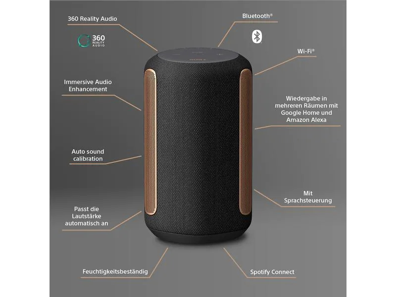 Sony Smart Speaker SRS-RA3000 Schwarz, Typ: Smart Speaker, Radio Tuner: Kein Tuner, Verbindungsmöglichkeiten: 3,5 mm Klinke, Bluetooth, WLAN, Ausstattung: WLAN, Spotify Connect, App-kompatibel, Sprachsteuerung, Chromecast built-in, Equalizer, Detailfarbe