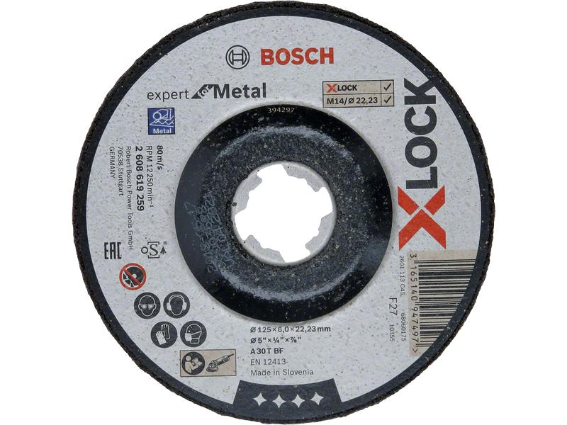 Bosch Professional Schruppscheibe gekröpft X-LOCK Expert for Metal 125 mm, Zubehörtyp: Schruppscheibe, Für Material: Metall
