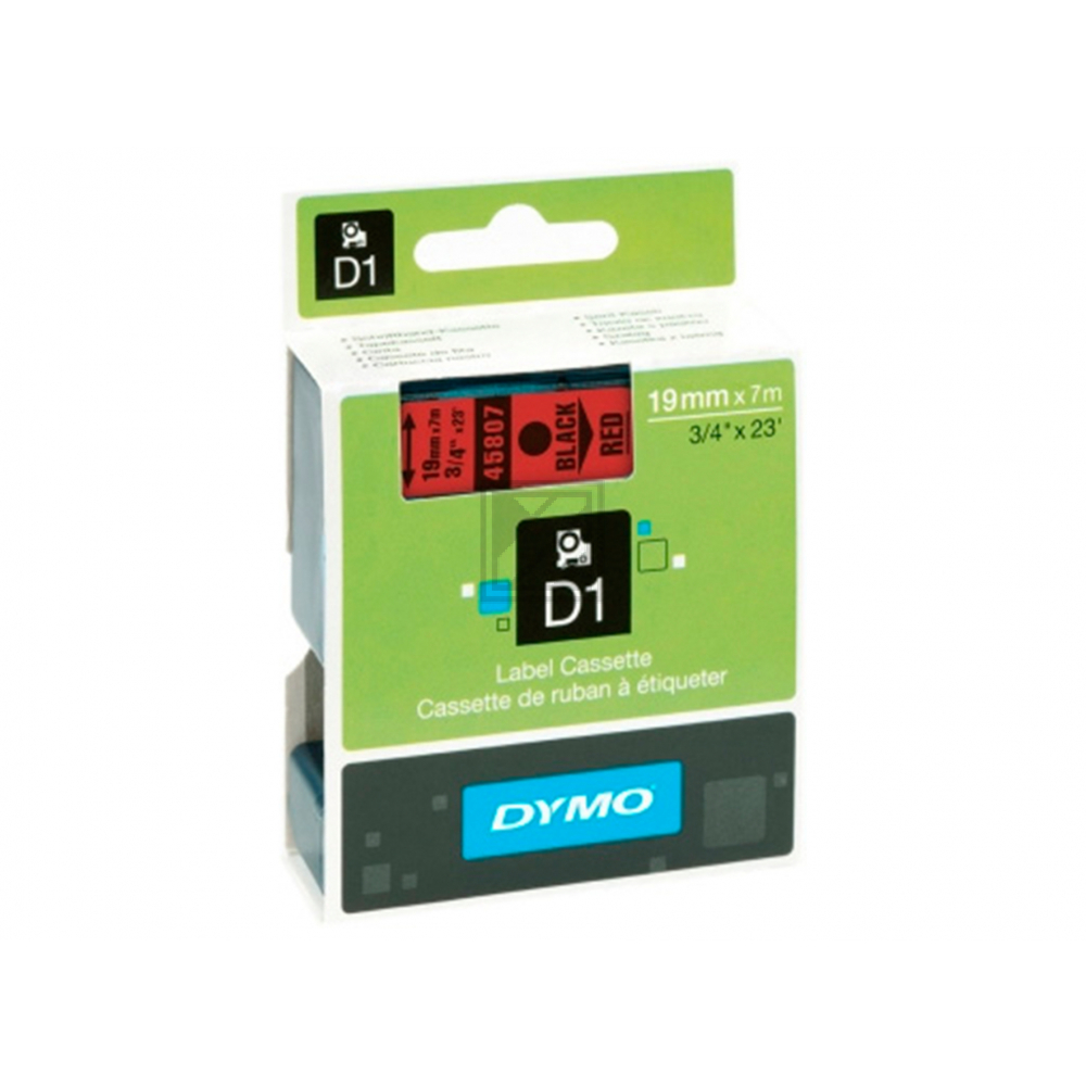 DYMO D1 Schriftbandkassette schwarz/rot, 19 mm x 7 m