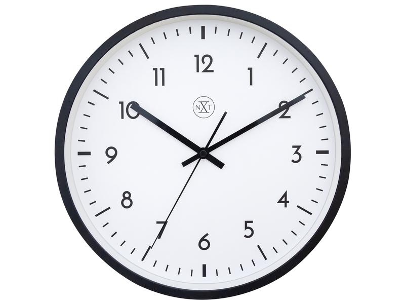 NeXtime Wanduhr Easy Big Schwarz/Weiss, Form: Rund, Detailfarbe: Weiss, Schwarz, Uhrtyp: Analog, Funksignal: Nein, Funktionen: Zeit, Detailmaterial: Kunststoff