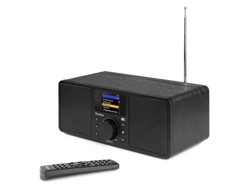 Audizio Internet Radio Rome Schwarz, Radio Tuner: Internetradio, DAB+, FM, Stromversorgung: Netzbetrieb, Farbe: Schwarz, Ausstattung: Weckfunktion, Bluetooth, WLAN, Typ: Tischradio