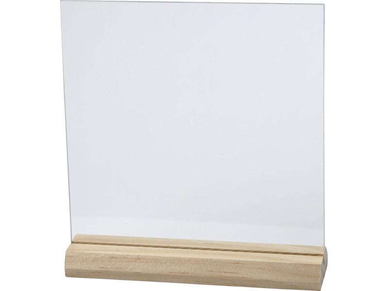 Creativ Company Glasplatte 10 Sets mit Holzständer, Verpackungseinheit: 10 Stück, Material: Glas, Farbe: Transparent, Braun