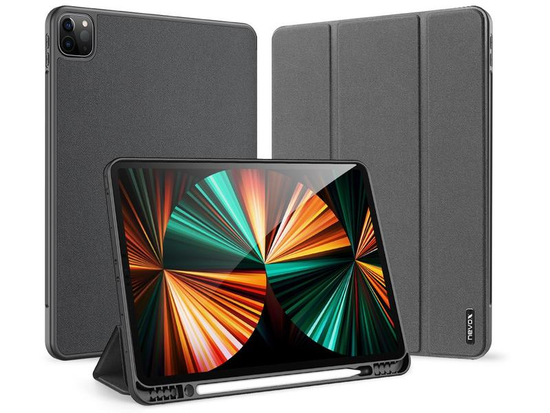 Nevox Tablet Back Cover Vario Series iPad Pro 12.9" (5. Gen.), Kompatible Hersteller: Apple, Bildschirmdiagonale: 11 ", Tablet Kompatibilität: iPad Pro 12.9" (5. Gen./2021), Material: Kunstleder, TPU, Standfuss: Ja, Detailfarbe: Schwarz