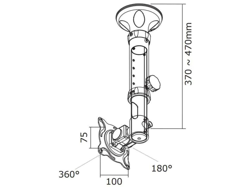 FPMA-C025SILVER 10-26" NewStar Flatscreen Ceiling Mount (Height: 37-47 cm) Silver